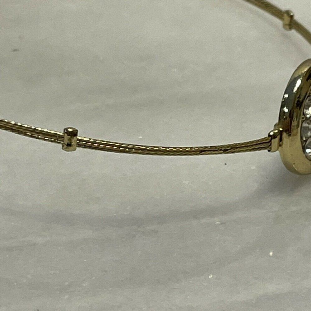 gold tone stack wire bracelets round pave - Picture 10 of 10